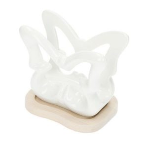BRANDANI PODSTAVEK ZA SERVIETE BEL METULJ 12x8xH10,5CM / PORCELAN, LES