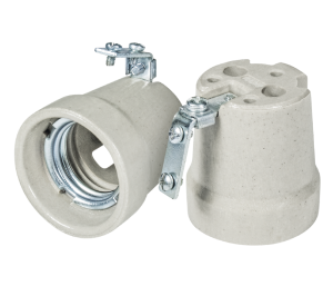 STOJEČE GRLO PORCELAN Z METALNIM DRŽALOM ZA PLAFONJ. E27