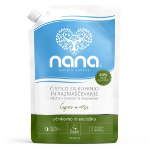 ČISTILO ZA KUHINJO IN RAZMAŠČEVANJE NANA ČAJEVEC IN META EKO POLNILO, 1030 ml